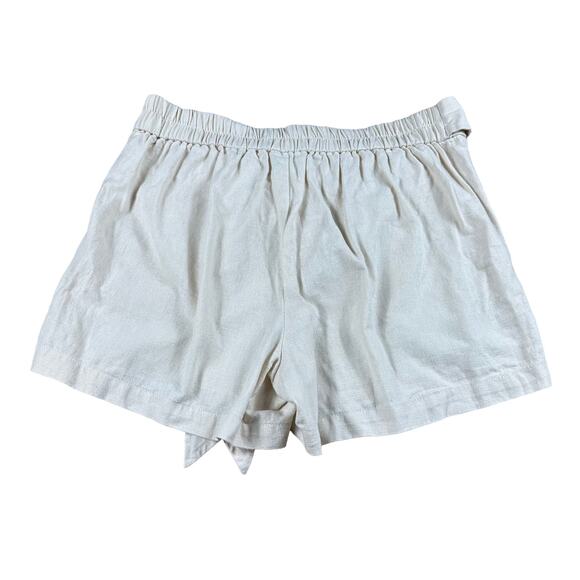 J CREW Factory Cream White Waist Tie Paperbag Pull On Shorts Size 8 Linen Blend - Picture 2 of 4